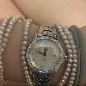 Tag Heuer Women's Silver Watch with Diamond Accents